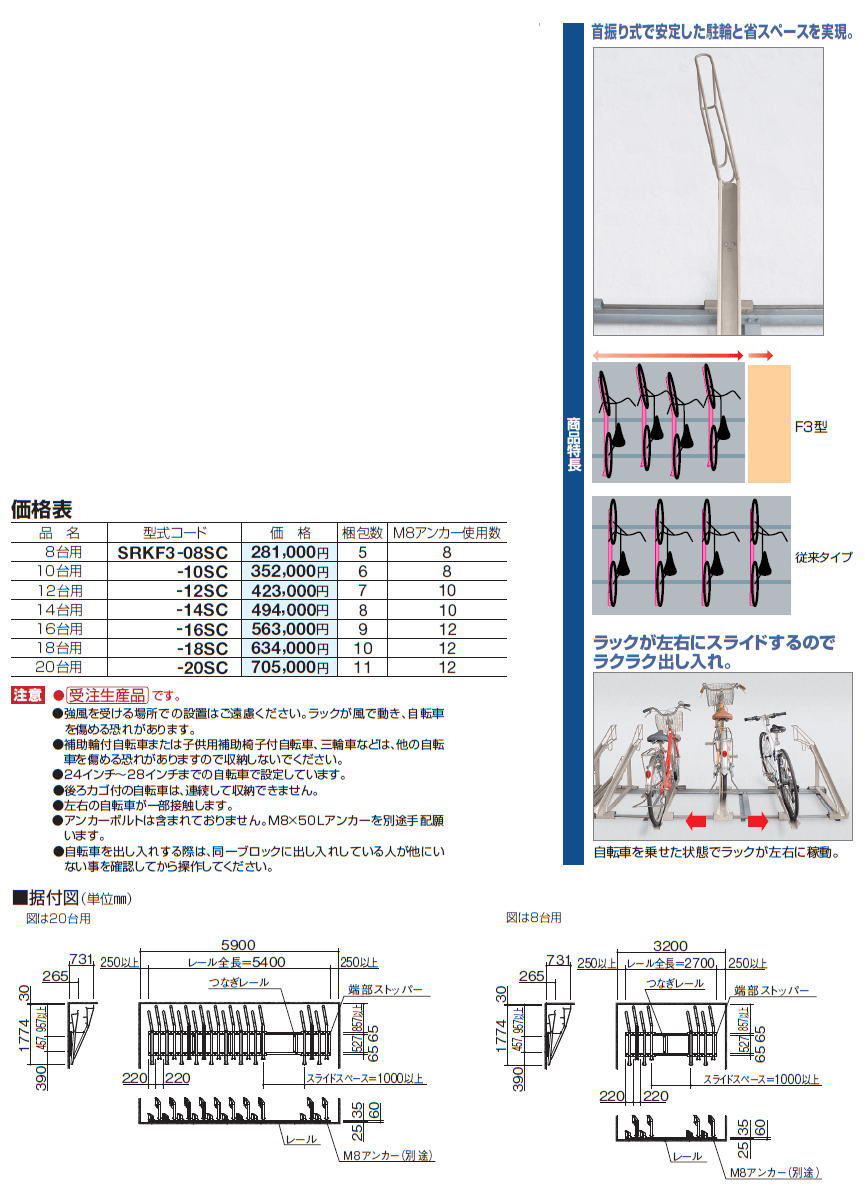 四国化成 スライド式ラックF3型の販売