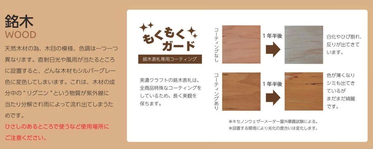 美濃クラフト WK-2 さくら表札 銘木表札の販売
